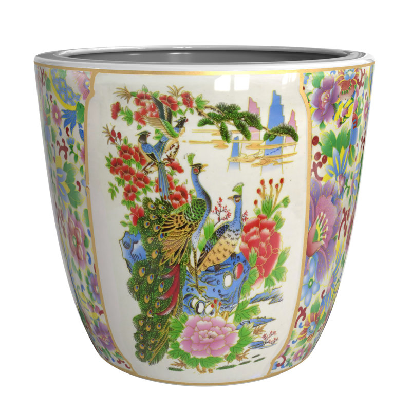 Satsuma Ceramic Planter, 6" H x 6.50" W x 6.50" D