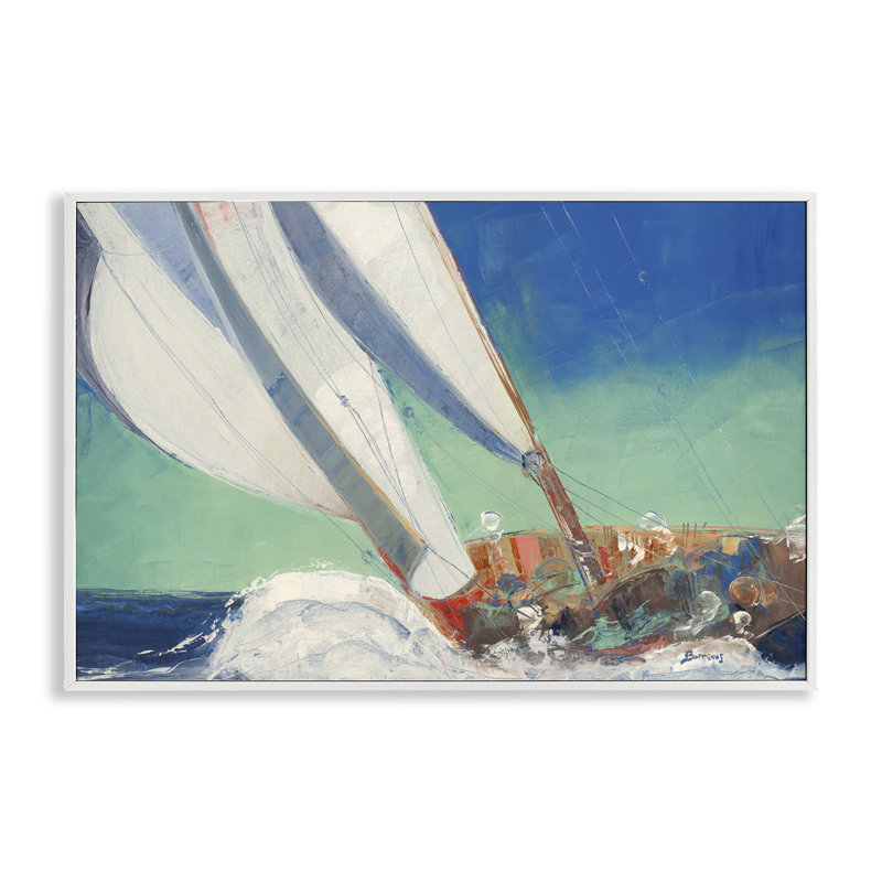 Art de giclée de coque de bateau maritime par John Burrows, Estampe numérique encadrée blanc bord de mer, H 16 po x l 24 po