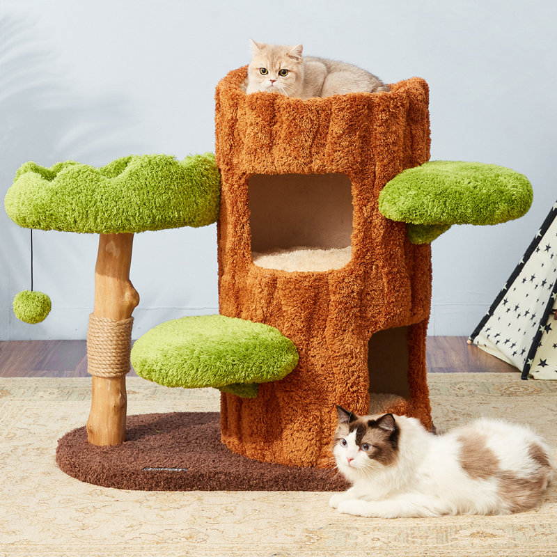 2 Tiers Cat Tree with ,Perch,Scratching Posts