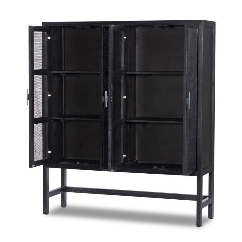 Leighton Solid Wood Accent Cabinet, Black Natural
