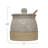 White Stoneware Sugar Pot with Lid