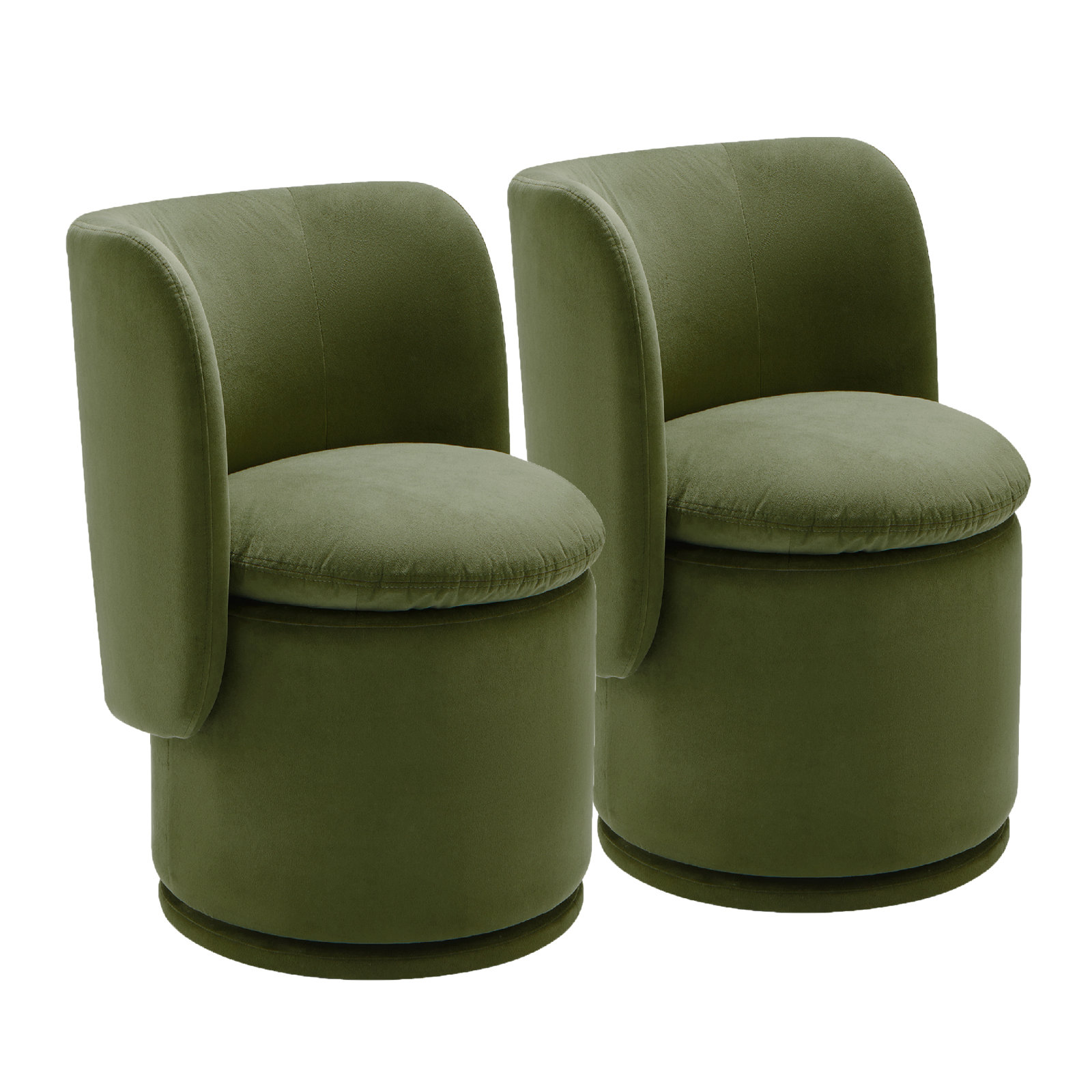 Adrielle Swivel Upholstered Barrel Chair, Performance Velvet Bella Forest