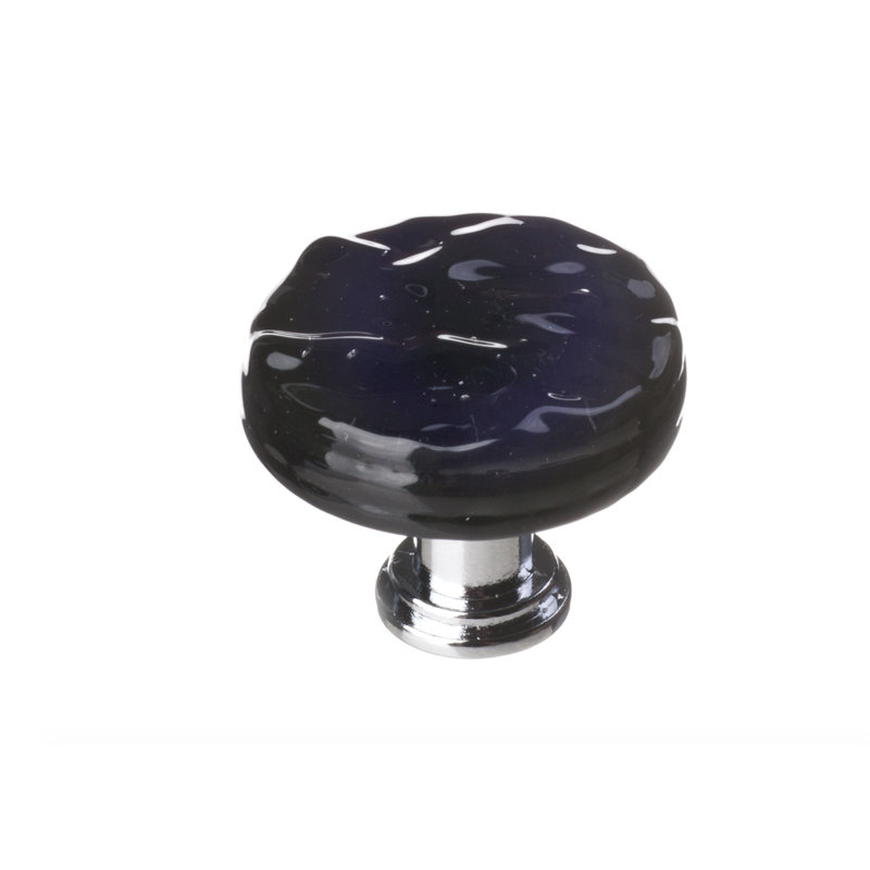Poignée ronde en verre Glacier, Chrome poli, Noir