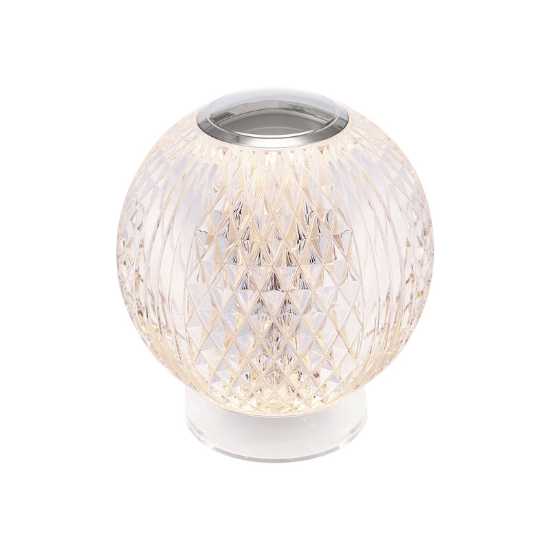 Marni LED Table Lamp, Clear/Polished Nickel, Polished Nickel, 5" H x 4.38" W x 4.38" D