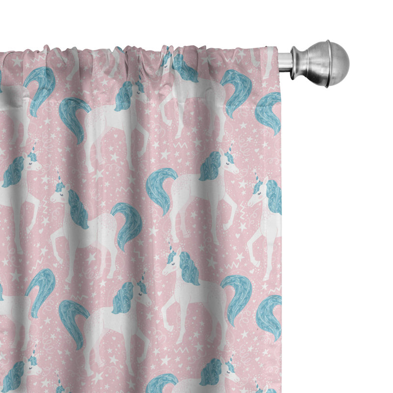 Unicorn Party Semi-Sheer Rod Pocket Sliding Panel, 28" x 84"