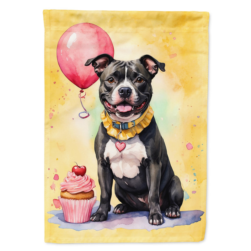 Drapeau «Happy Birthday House», Staffordshire bull terrier