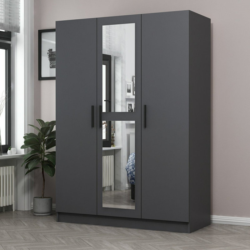 Armoire moderne - anthracite, 53,1 po x 82,7 po x 20,5 po | 100% panneau de particules enduit de mélamine, épaisseur: 0,7 pouce | Conception élégante et durable pour la chambre à coucher ou le placard, espace de rangement spacieux et finition élégante
