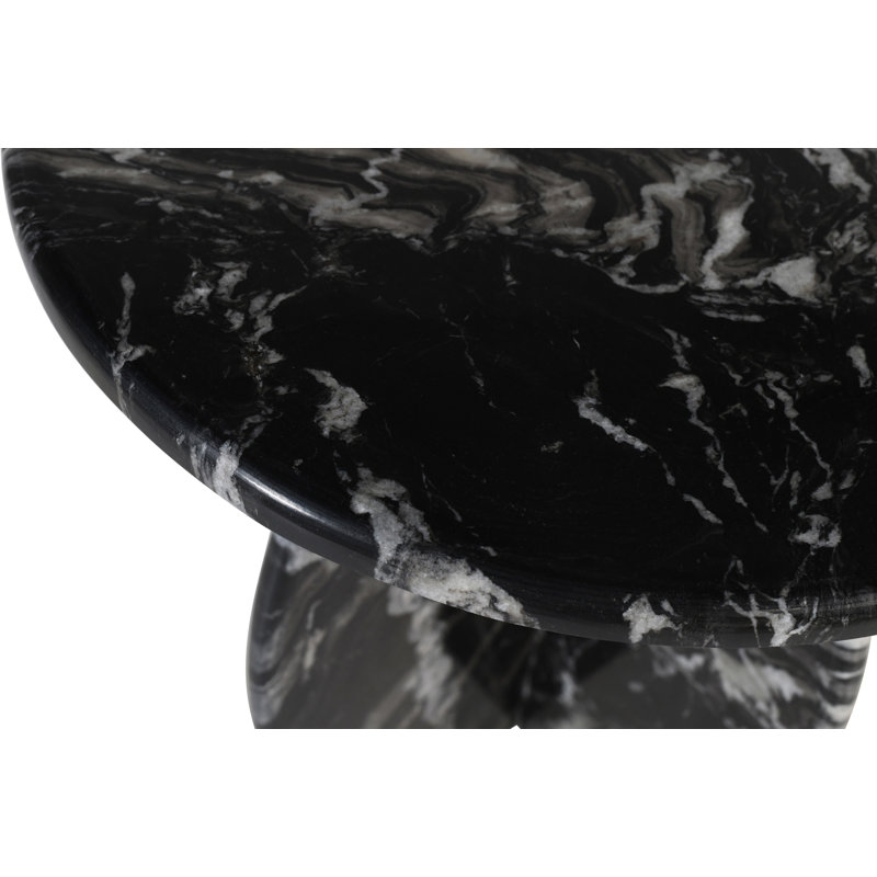 Iverna Marble Top End Table, Black