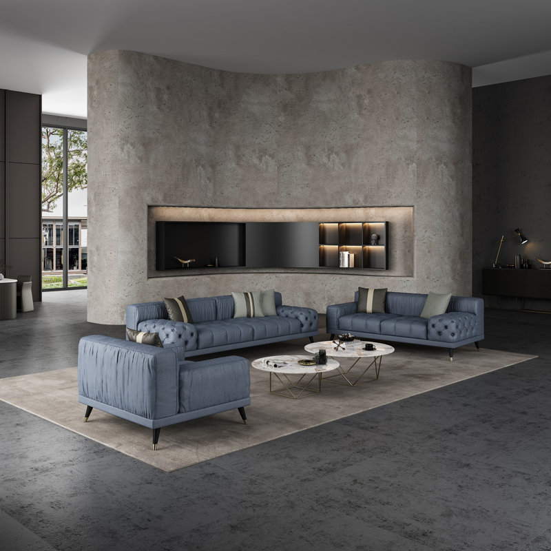 Sofa, Smokey Gray Genuine Leather