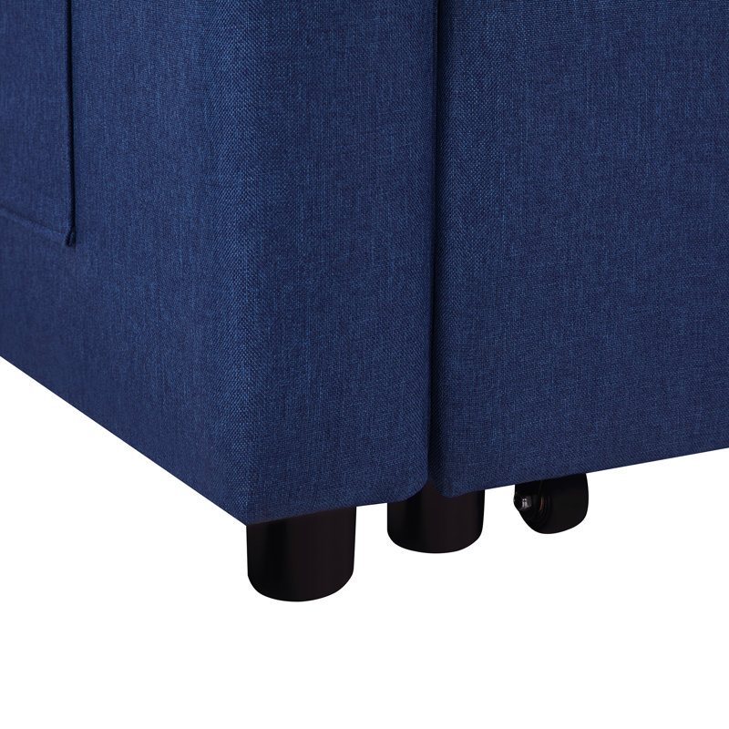 Omorfo 53.2'' Upholstered Convertible Sleeper Sofa, Navy Polyester Linen