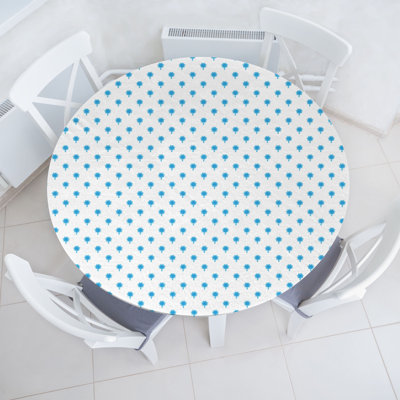 Ebern Designs Christmas Fitted Round Tablecloth Pale Azure Blue White -  BF7150A110FF4F31830ABA123B4313FC