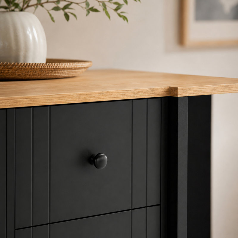 Buffet avec rangement extensible en panneau de fibres à densité moyenne pour table de salon