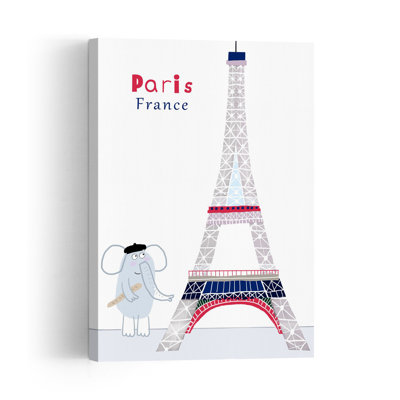 Whimsical Paris Elephant Playful Whimsical Abstract Elephant Architecture City Wall Art Print 1 Piece Wrapped Canvas Wall Art