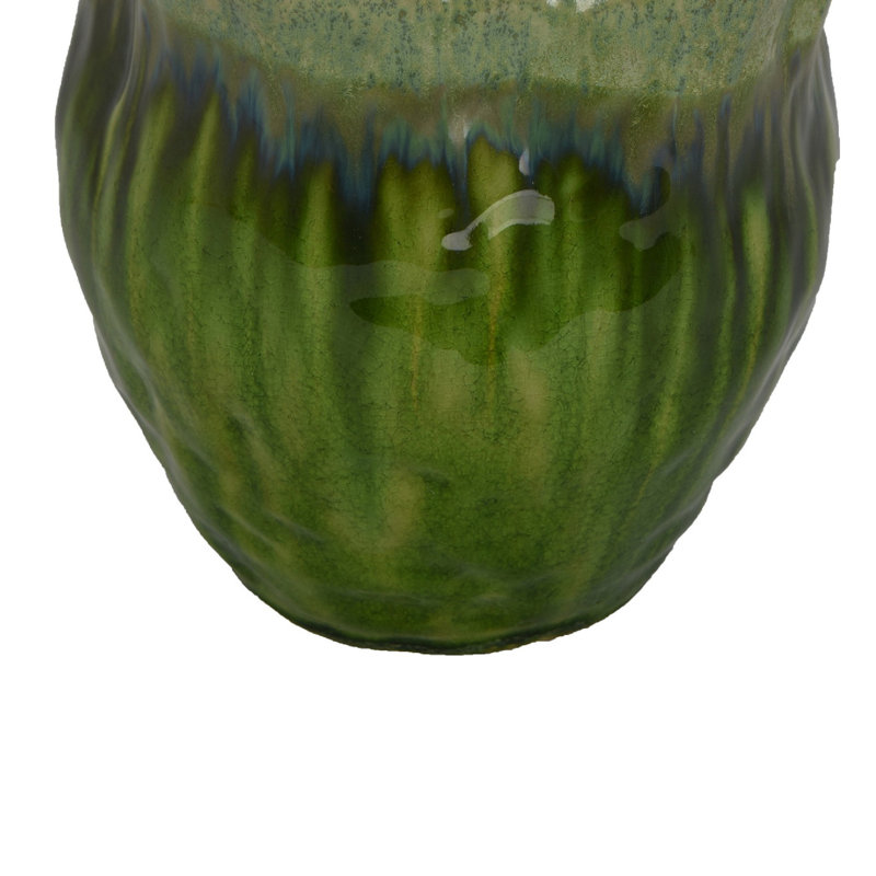 Pot à fleurs décoratif Ashly avec bordure festonnée, céramique texturée verte 8 pouces