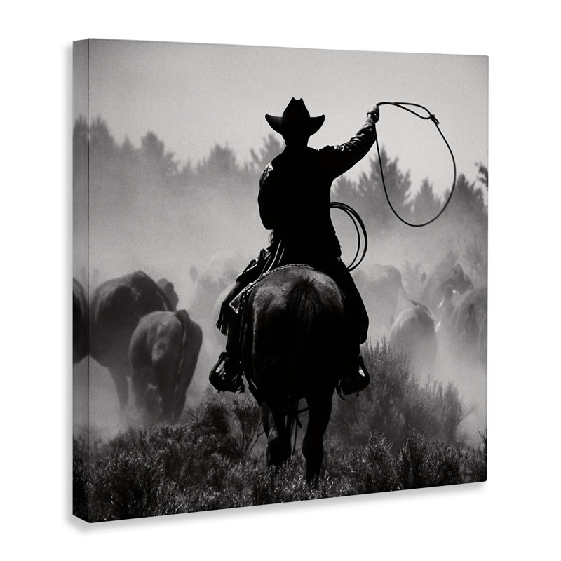«Cowboy Swinging Lasso», art mural sur toile par Danita Delimont, H 30 po x l 30 po