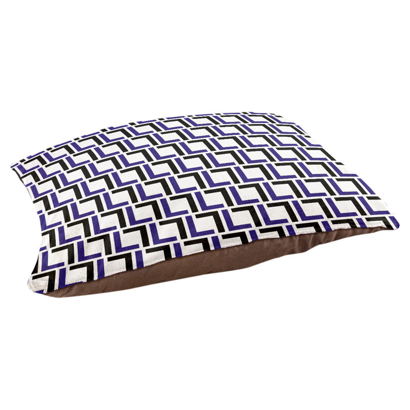 Coussin pour chien Bonheur, Small  (18'' W x 28'' D x 4'' H), Blanc / mauve / noir