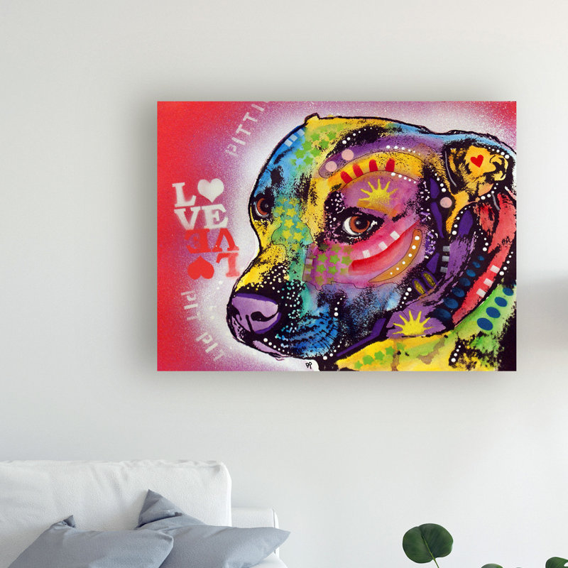 « gratitudey bull pitie love », reproduction d’impression sur toile tendue, H 18 po x l 24 po x P 2 po