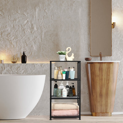 Étagère de rangement à 4 niveaux en métal noir, style industriel, autoportante, dimensions : 43 cm (L) x 32,5 cm (l) x 83 cm (H)