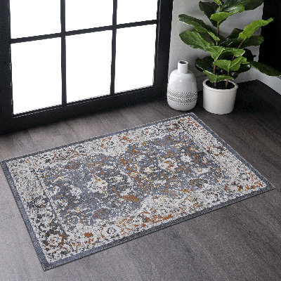 Traditional Blue Doormat Rug 2X3