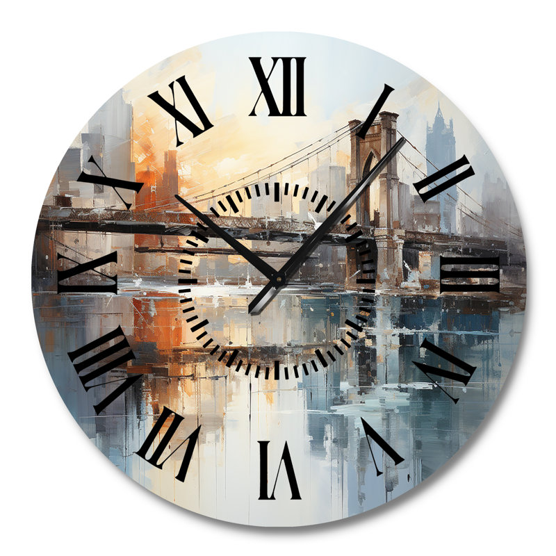 Horloge murale Beige Bridge Reflections Connections - Architecture, Grand