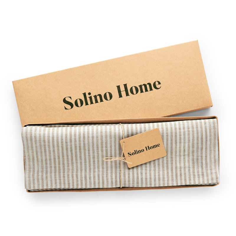 Natural and White Striped Linen Placemats Set of 4