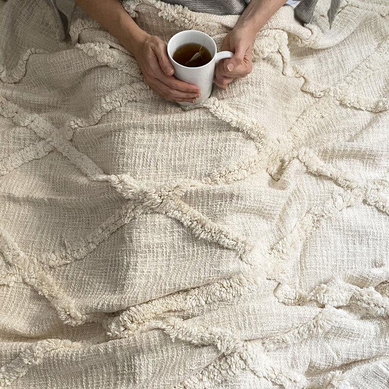 Hand Woven Throw Blanket, Ivory