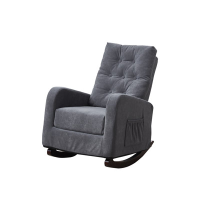 Enlarged Single Recliner In Antique Gray - Metal Chair With Solid Construction High Back Reclining Seat, Wood Leg Support, 25.68 In. Wide