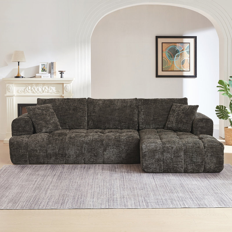Canapé modulaire surdimensionné en L Chenille, design minimaliste, canapé-lit confortable pour les salons, les appartements et les espaces de réception