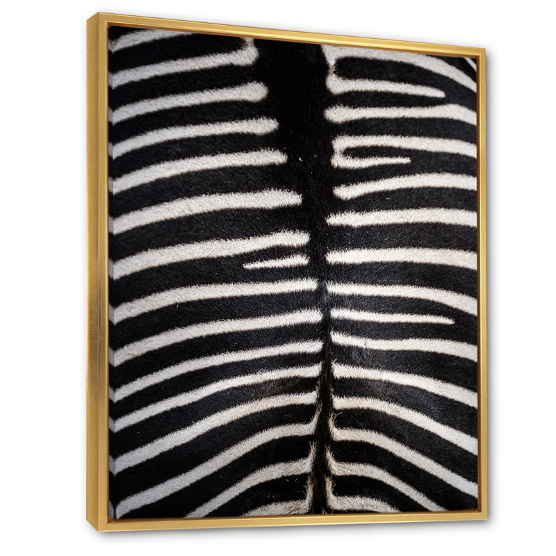 Zebra Skin " Zebra Skin ", 12" H x 8" W x 1" D, Gold Floater Frame Canvas