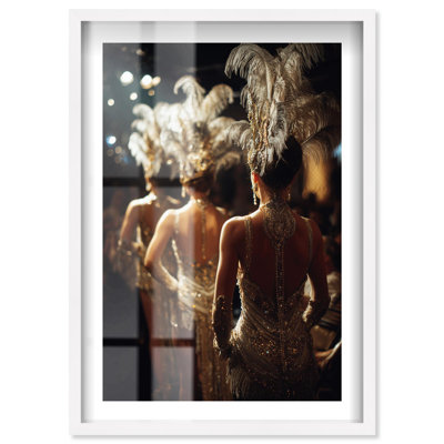 Showgirls I Shadowbox Print Glam Wall Art by Notoriart, White Frame, 16 x 24