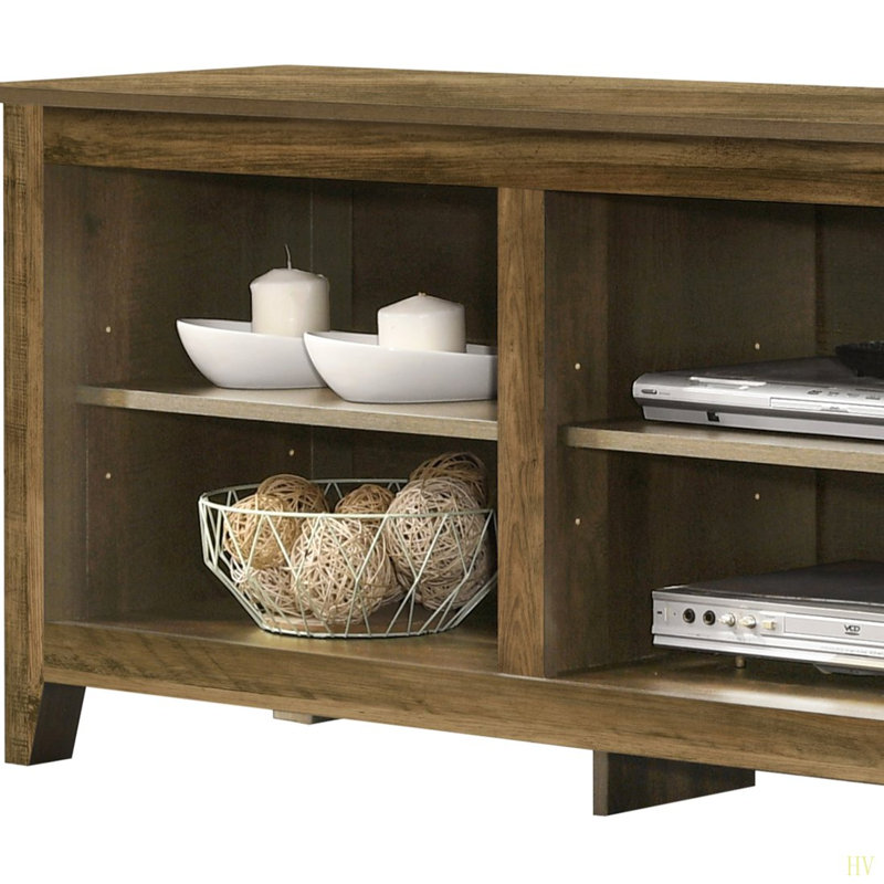 Meuble télé avec tablettes ouvertes et gestion des câbles Benito, Bois de chêne