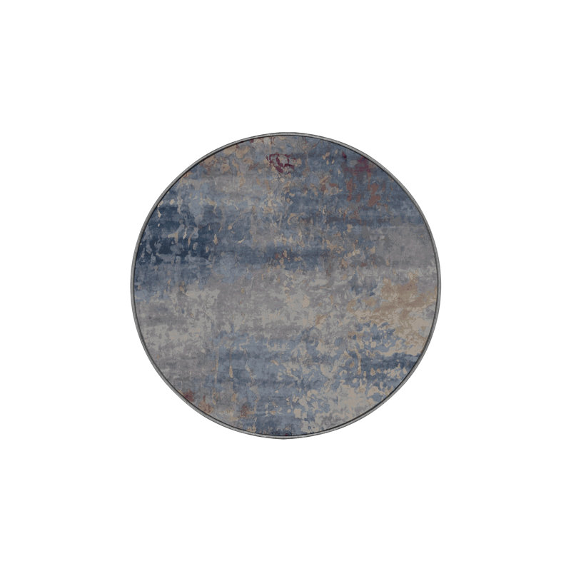 Machine Washable Gray Area Rug, Round 5'