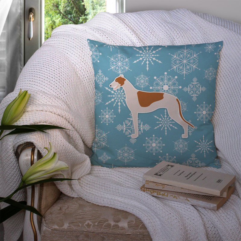Coussin intérieur/extérieur en flocons d’hiver, H 14 po x l 14 po x P 3 po