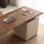Bureau rectangulaire à 3 tiroirs en bois manufacturé brun noisette + beige-97509556-97509557