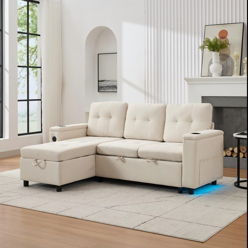 3 Seater Fabric Sofa Bed, White