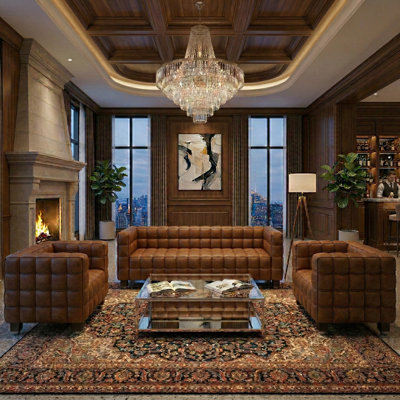 Emma Set, Sofa And Armchair Brown