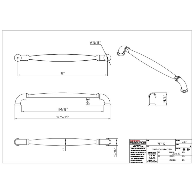 Chesapeake Appliance Pull, 6 5/16", Gun Metal
