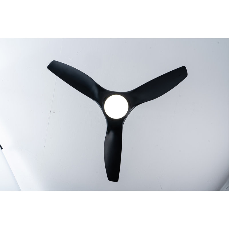 52 Inch  ABS Blades  Ceiling Fan With Light Kit ( LED Light Source),DC 6 Speed ,Remote Control,Adjustable Height Ceiling Fan for Patio Living Room, Bedroom, Office,Indoor.(( Matte Black)