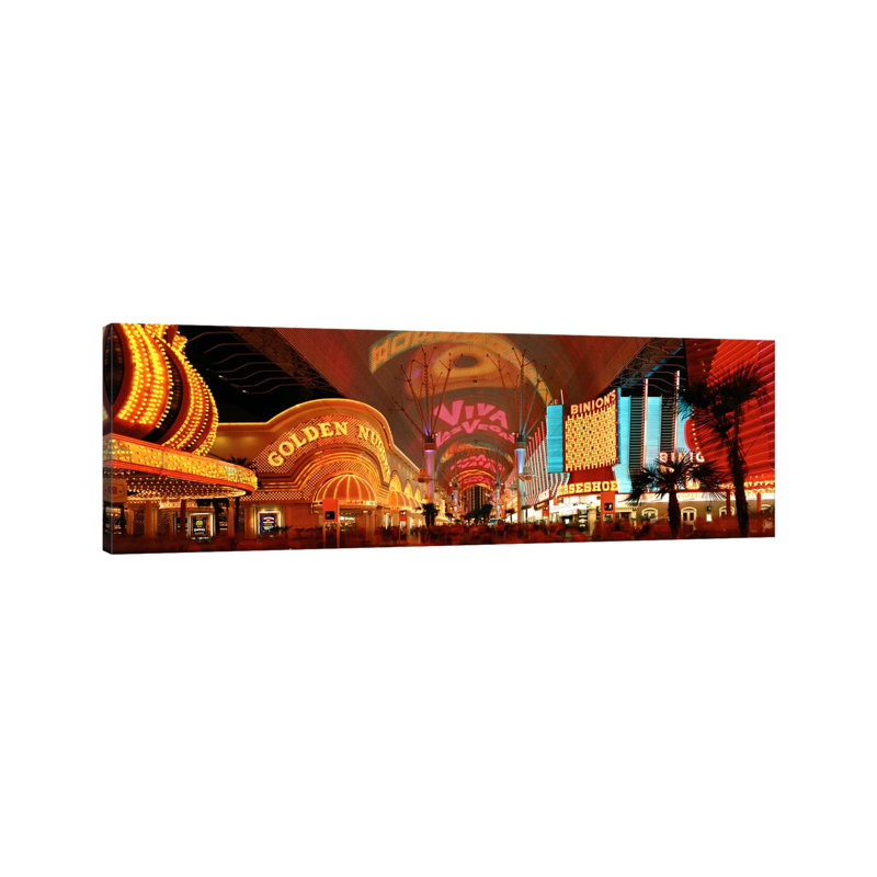 Fremont Street Experience Las Vegas NV USA by Panoramic Images - Wrapped Canvas Panoramic Print