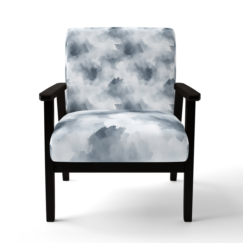 Chaise d'appoint abstraite - Fauteuil gris ardoise, Accoudoirs carrés noirs