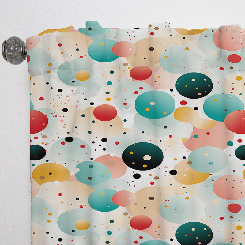 Turquoise rétro Revival Pois Delight V - rideau obscurcissant abstrait - 1 panneaux, L 52 po x L 120 po