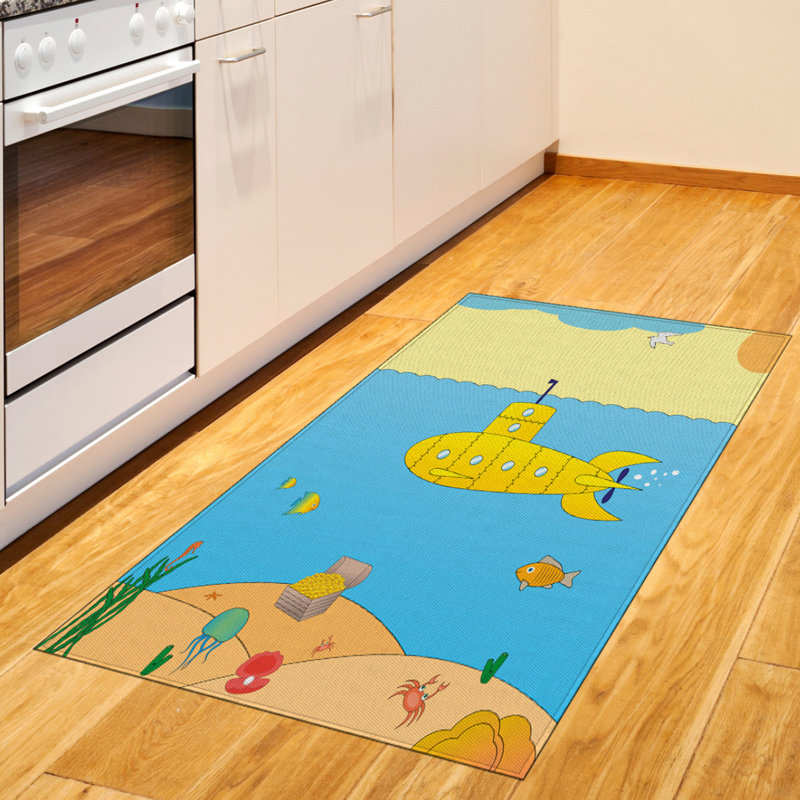 Submarine Flatweave Blue Area Rug, Rectangle 2'7" x 5'