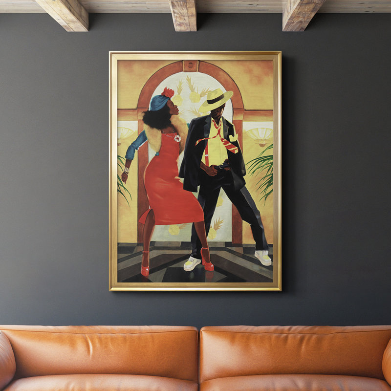 «Night Out I», toile encadrée de qualité supérieure - prête à être accrochée, Or, H 42,5 po x l 30,5 po x P 1 po