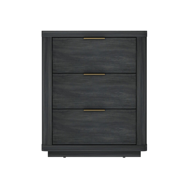 Evelyn 20" Nightstand In Charcoal Gray (3-Drawer), Charcoal Gray