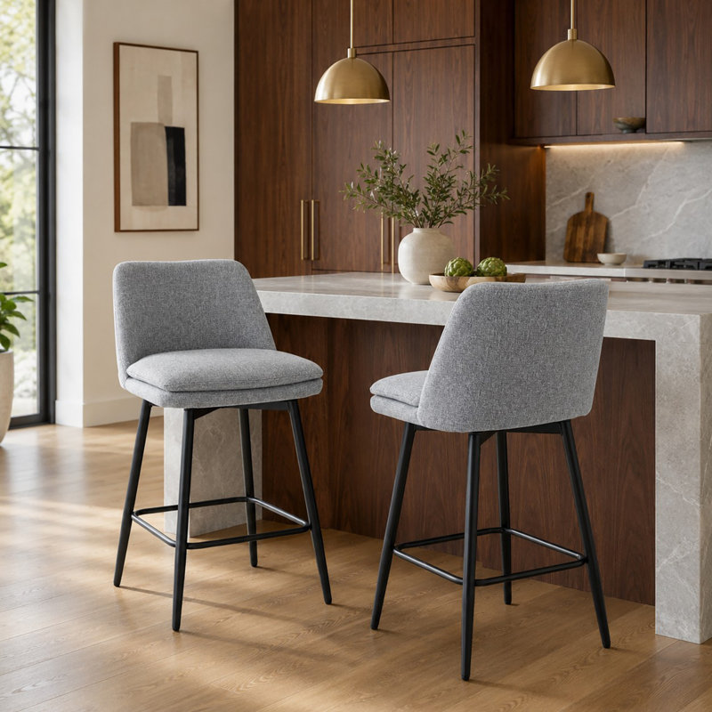 Tabouret de bar et de comptoir pivotant de 25,6 po Deboroh, Gris