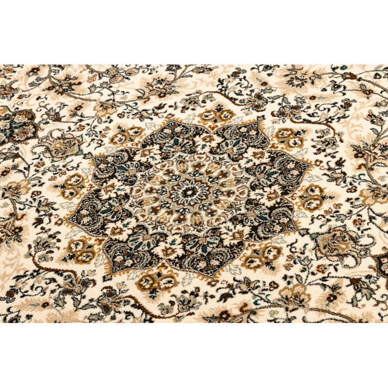 Dhrampla Oriental Wool Area Rug, Beige/Green, Rectangle 66 x 100cm