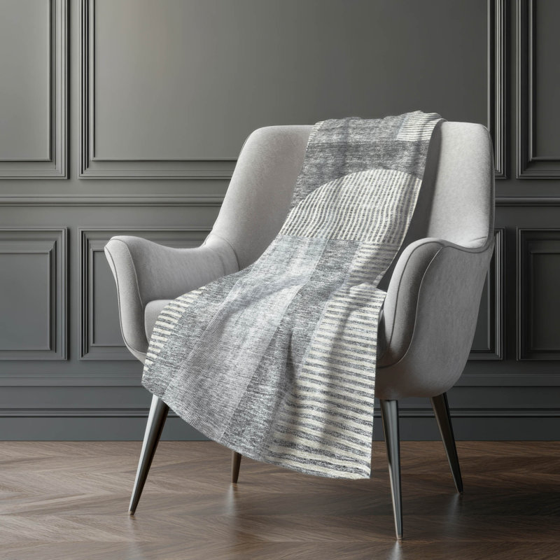 Jeté art déco Addison Sherpa ASB711, Gris