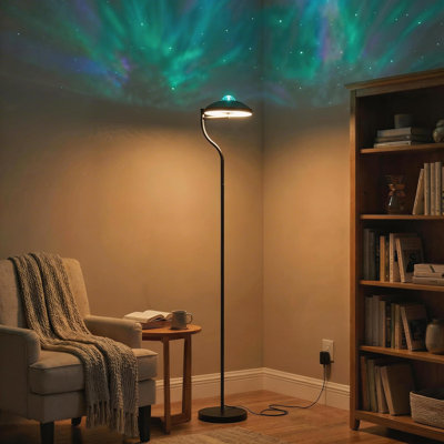 3-in-1 Floor Lamp with LED Light, Ripple Water Effect & Star Projector, 360° Adjustable Design, Magnetic Remote & Timer, for Bedroom Living Room Home Theater