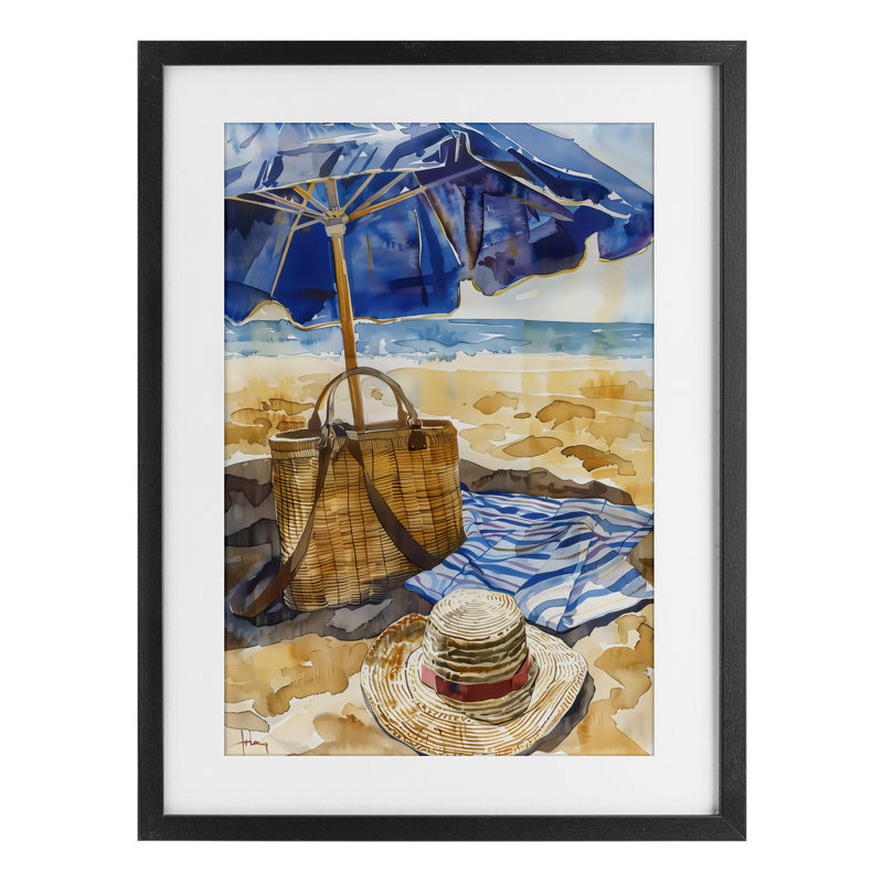 «Coast Of Watercolor Beach», reproduction encadrée sous verre, design par LSR Design Studio, H 20 po x l 14 po