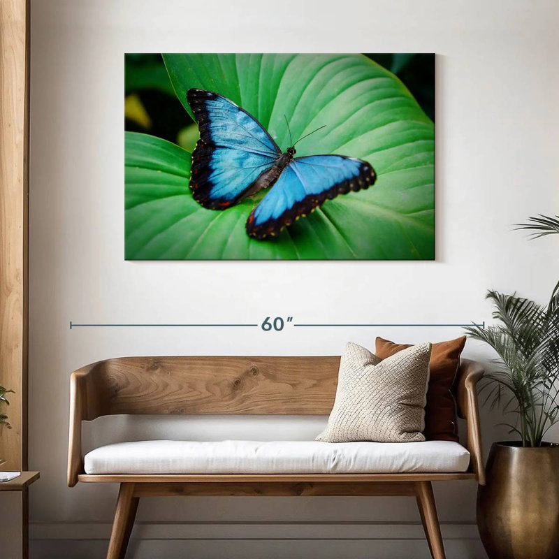 Blue Morpho On Leaf, 30" H x 45" W
